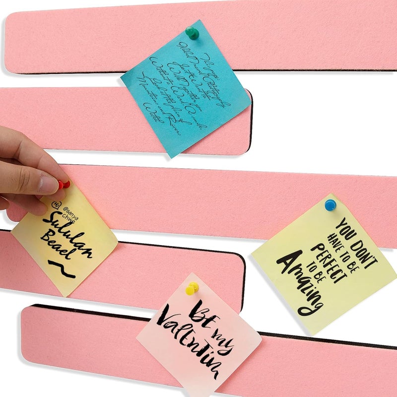Arlasuo Felt Pin Board Bar Strips Bulletin Board for Bedrooms Offices Home Wall Decoration, Notice Board Self Adhesive Cork Board with 35 Push Pins for Paste Notes, Photos, Schedules - Image 2